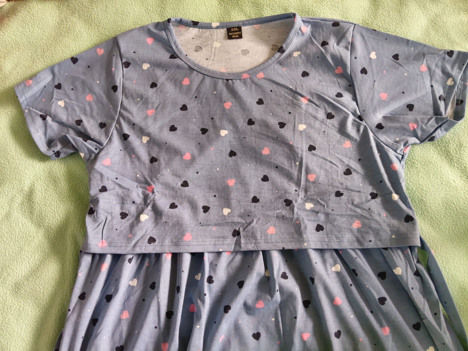 BLUEISH GREY WITH SMALL HEARTS