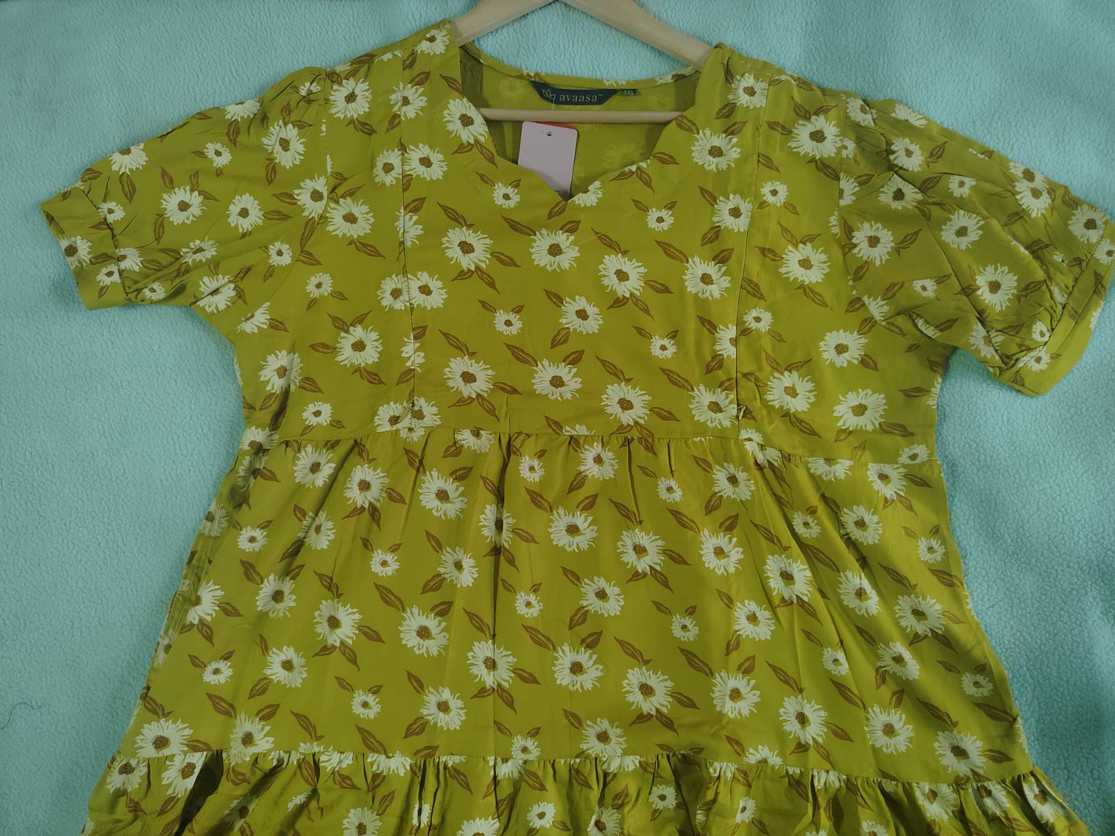 OLIVE YELLOW WITH WHITE FLORAL