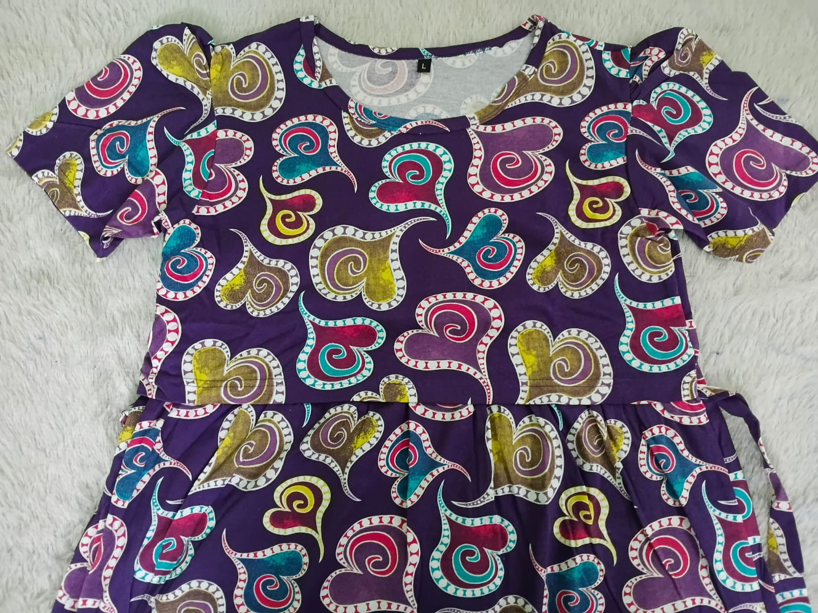purple big heart puff